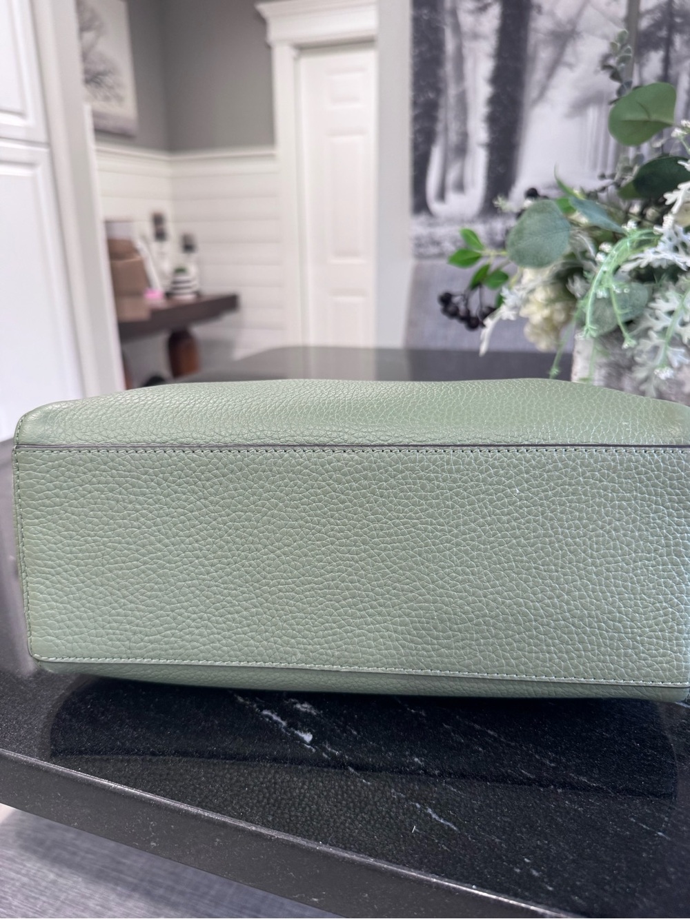 🍃Kate Spade Sage Green Juliette Medium Bucket Bag Pebbled Leather - Picture 4 of 13